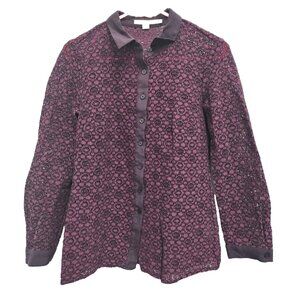 Boden Womens Fairy Top Size 4‎ Purple Lace Long Sleeve Button Up Whimsygoth